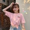 Summer new small fresh and cute age-reducing printing loose student backing short-sleeved T-shirt top women's ins