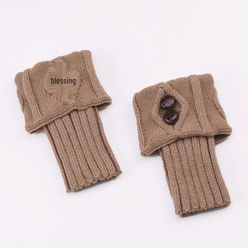 Women's Knit Wool Booties - Button Socks Leg Warmers, Loose Short Foot Warmers with Folding Top.