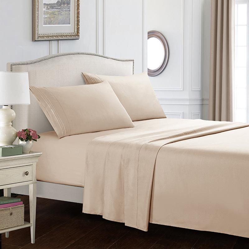 Weiou Embroidered Solid Color Four-Piece Bedding Set