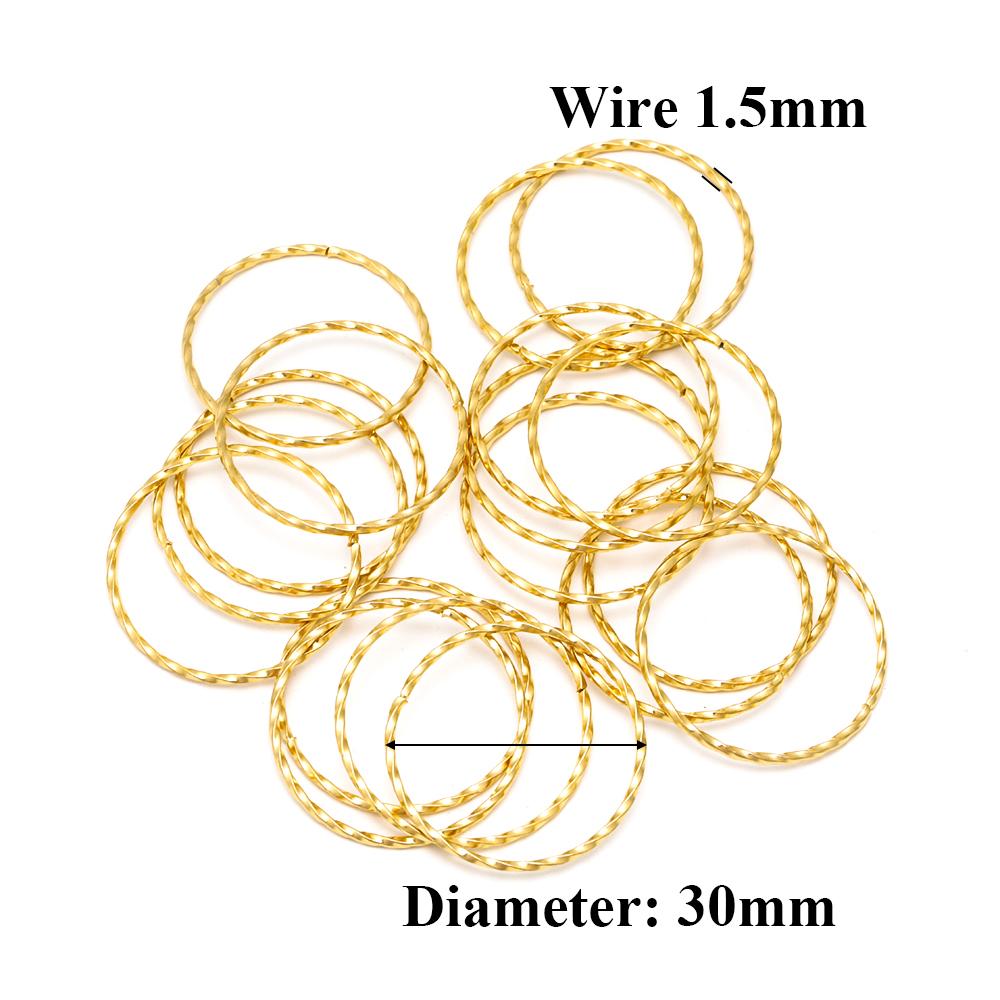 10pcs Stainless Steel Gold Earrings Rings Spiral Round Twisted Big Circle Ear Wire Hoops Pendant Connectors DIY Jewelry Findings