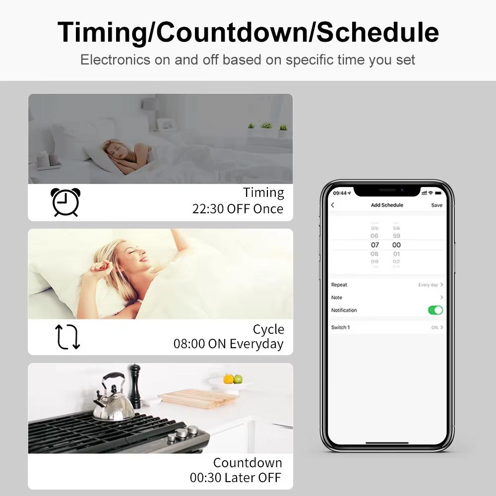 Tuya WiFi Smart Switch 2 Way Control Breaker Relay Module 220V 110V 16A Smart Life APP Voice Control Work with Alexa Google Home