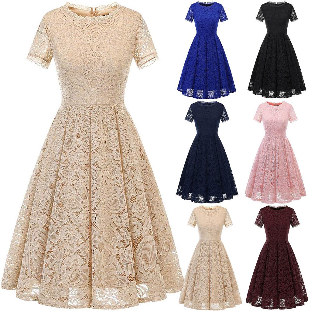 Buy Women's Elegant Lace Dress, Short Sleeve Cocktail Dress Party Prom