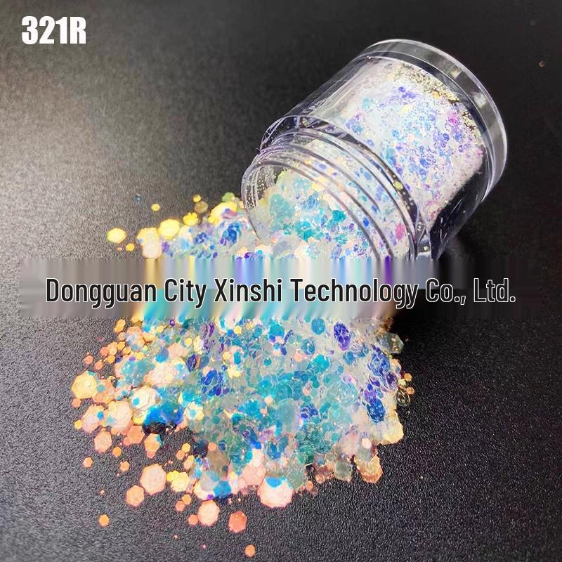 Мерцающие шестиугольные пайетки-глиттер «Русалка AB» для нейл-арта 10ML per bottle