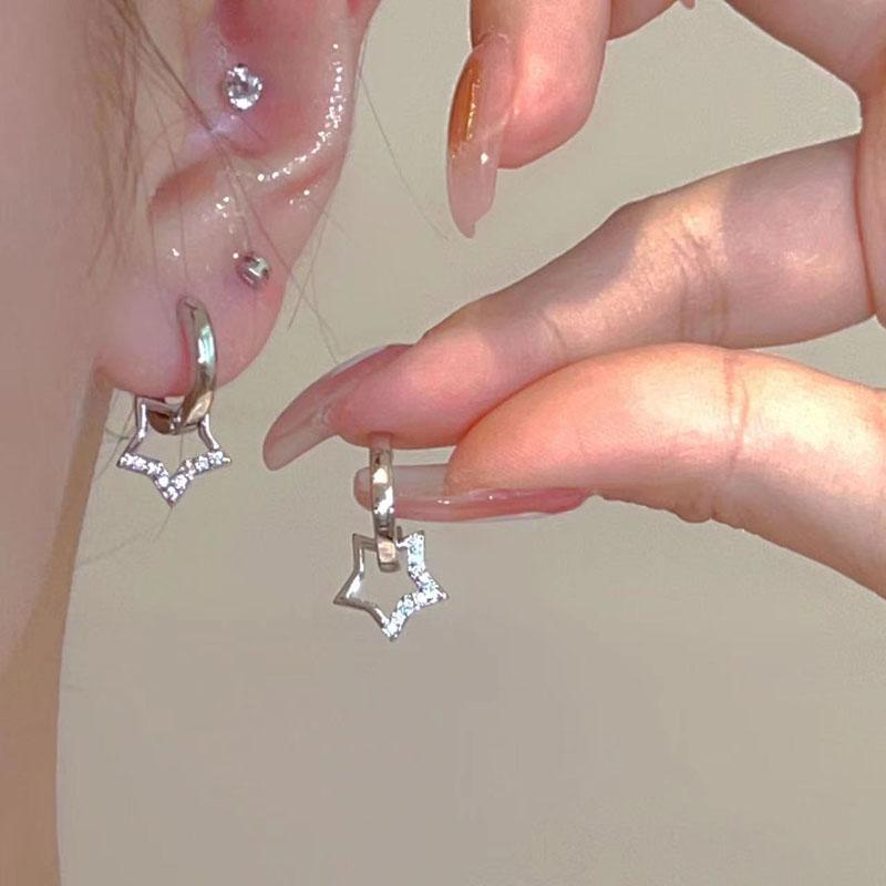 Glänzende Zirkon Stern Quaste Ohrringe Damen Koreanisch Süß Elegant Pentagramm Hängeohrring Y2K Schmuck Hochzeit