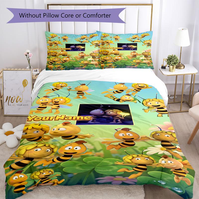 Biene Maja Customize Your Name Bedding Set Breathable Duvet Cover with Pillowcases Home Decoration Birthday Gift