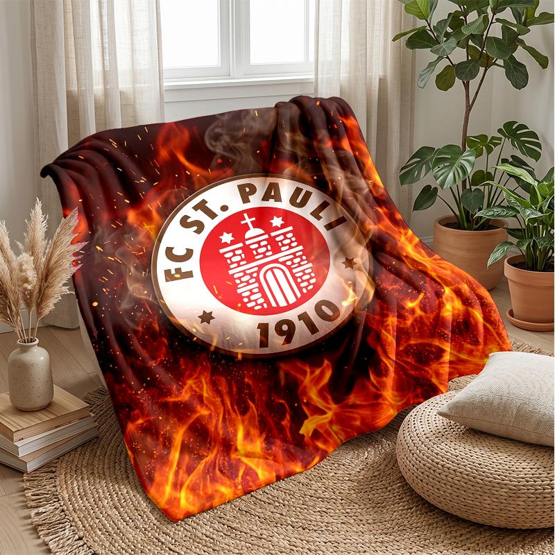 Fulham Fußball Druck Flanell Decke, Weiche Warme Leichte Überwurfdecke für Sofa Bett Camping