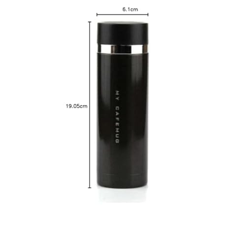 Pearl Metal 300ml Stainless Steel Water Bottle, Direct Drinking, Black Leather, Premium My Cafe Slim, H-6934