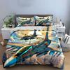 Fighter Jet Art Set Decor Bedding Set With 1 Duvet Cover 2 Pillowcases Single Double King Queen, Gift