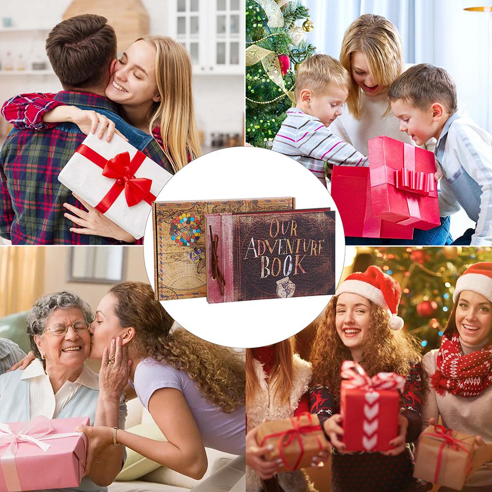 40 Seiten Fotoalbum DIY Handgemachtes Scrapbook Unser Abenteuerbuch Retro Kraft Album Jubiläum Hochzeitsgästebuch Erinnerungsgeschenk Deko