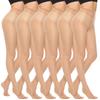 Kave 6 Pairs 20D Women'S Sheer Tights Ultra Thin High Waist Pantyhose Thigh High Stockings Office Ladies Socks Black Stocking