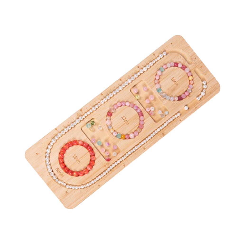 Convenient Wood Board Plate Beading Tray Jewelry Beading Board Craft Bracelet Stand Store Display Plate for Table