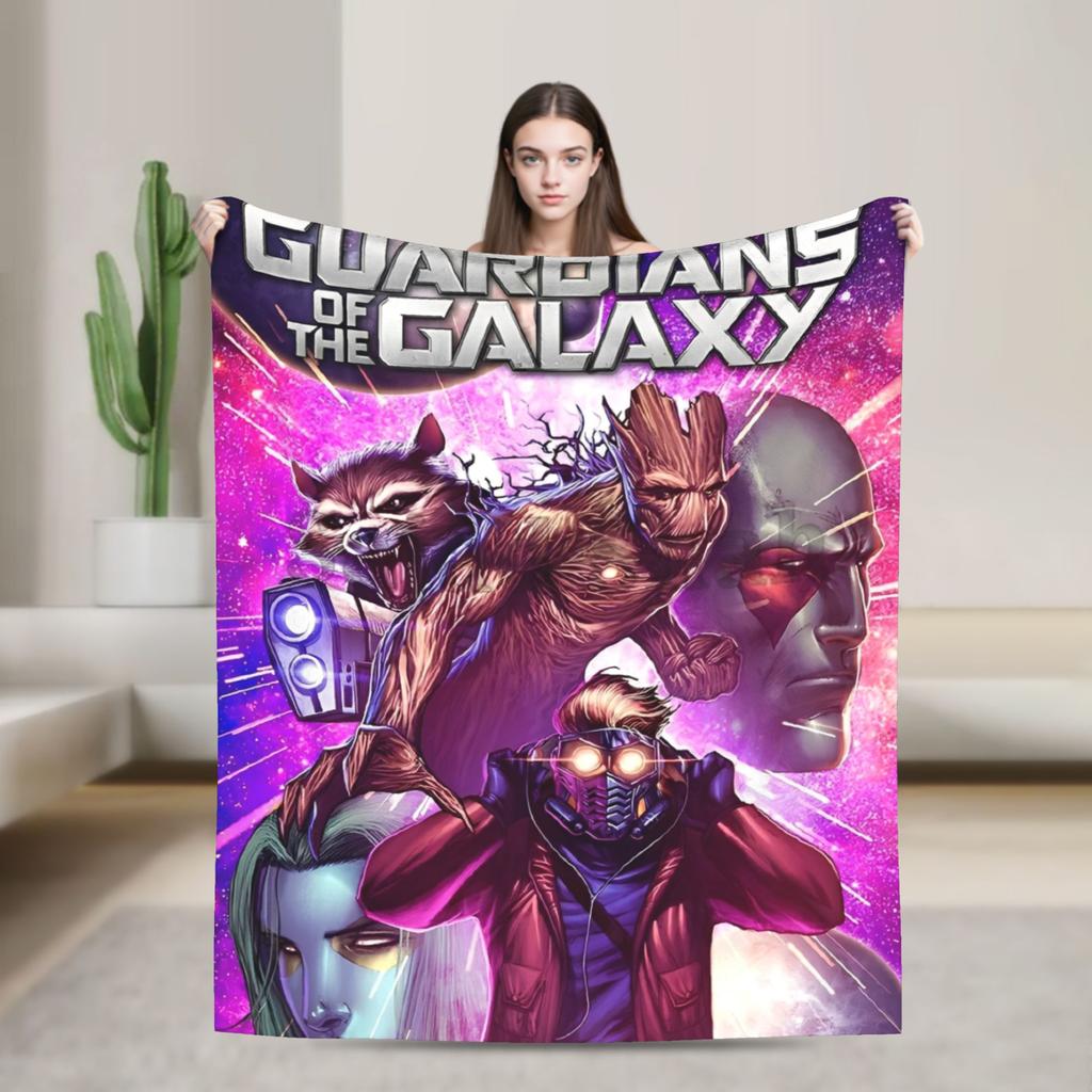 Strážci Galaxie Groot Flanelová Přehozová Deka Rocket Raccoon na Postel Pletená Deka Venkovní Tenká Přenosná Prošívaná Deka