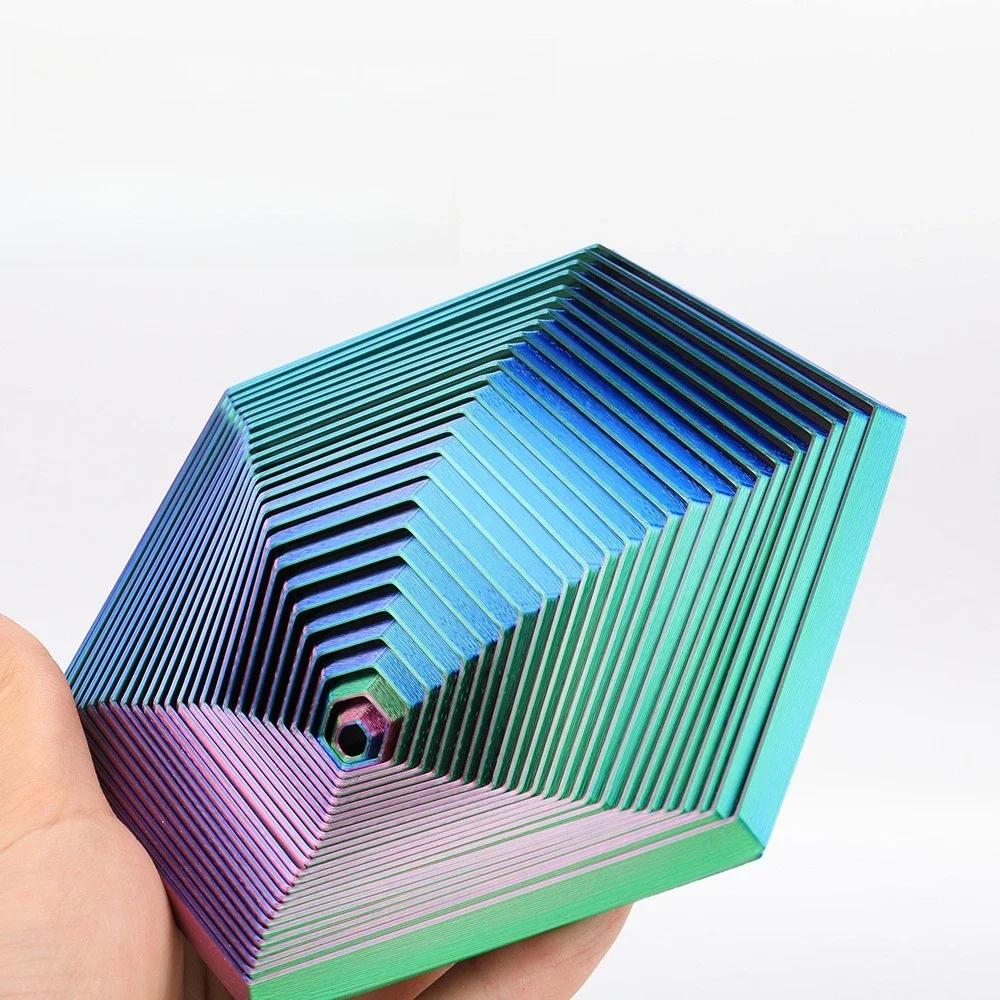 Anti-Anxiety Spiral 3D Fractal Hexagon Toy Pocket Size Stress Relief for Adult Home Decor Premium Gift Luxury Home Decor
