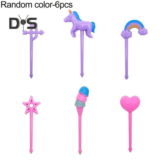 6 st/set tvättbar fruktgaffel Multifunktionell bekväm tecknad fruktgaffel