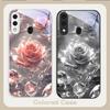 Ice Crystal-colored Roses For Samsung A20 30 22 23 24 25 26 31 32 33 34 35 42 50 51 52 53 54 55 56 70 71 72 73 Glass Phone Case