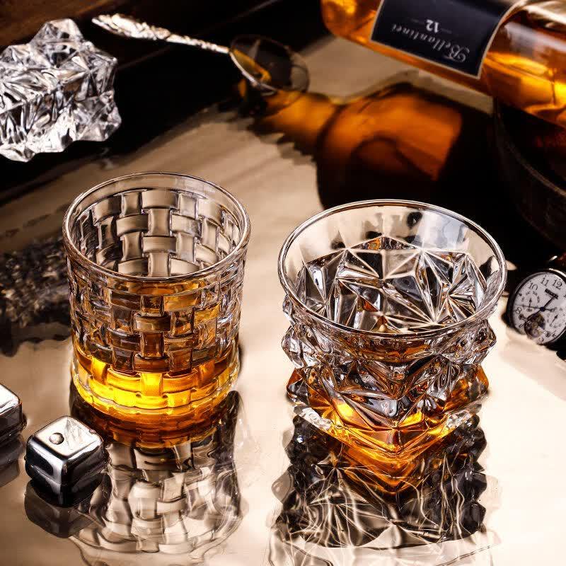 ZISIZ Handmade Crystal Whiskey Tumbler Glass Set