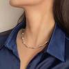 Silver Color Clavicle Chain Shiny Water-like Design Snake Bone Chain Bamboo Joint Chain  Daily Wear