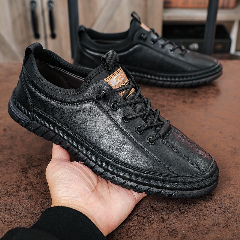 

Модные весенние, летние, осенние, дышащие, мужские, из говяжьего сухожилия, повседневные, мягкие, кожаные, молодежные, деловые туфли, мокасины для мужчин 38 чёрный