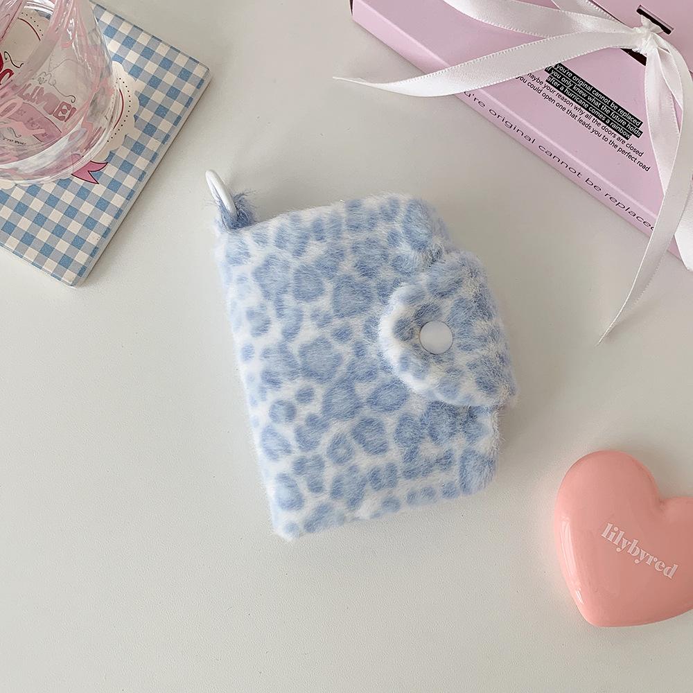 Ins Girl Leopard Print Plush Snap Coin Purse, High Appearance Level Pendant, Small Wallet, Student Portable Meal Card Storage Case