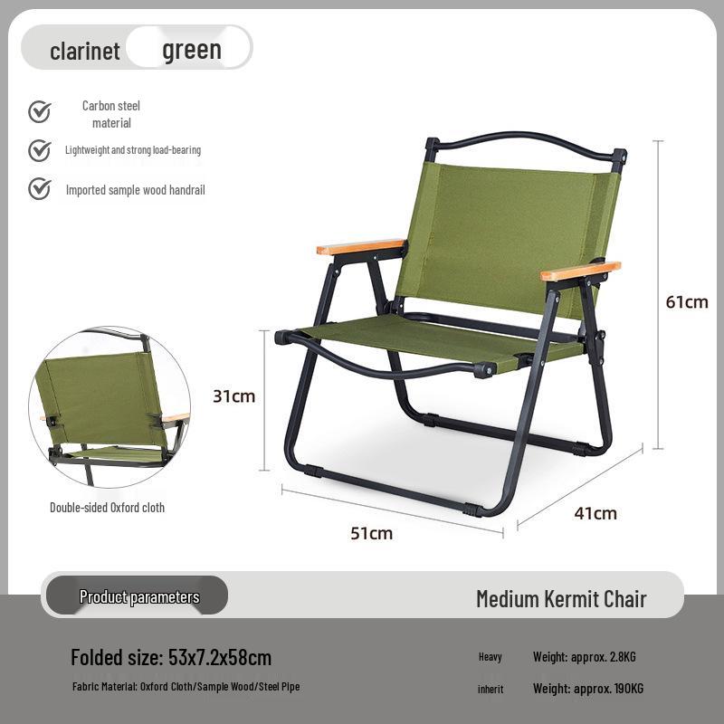 Carbon Steel Camping Folding Table & Kermit Chair Set - Metal Outdoor Roll-up
