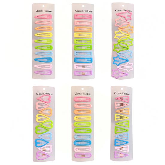 10Pz Fermagli per Capelli da Bambina Design Goccia d'Acqua Cuore Triangolo Colori Caramella Clip Laterali per Ciuffo Accessori Decorativi per Capelli