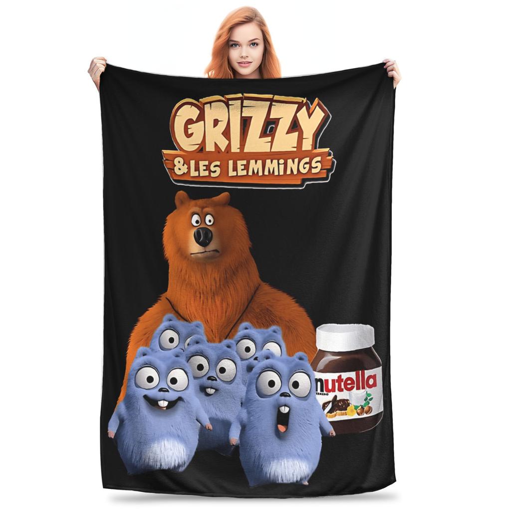 Coperta da Viaggio di Sopravvivenza Grizzly e Lemming Qualità Morbida Coperta Plaid Inverno Ragazze Ragazzi Soggiorno Moda Copriletto