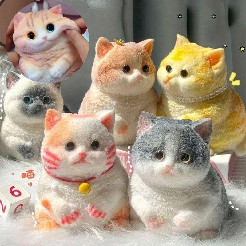 Süßes Tier Katze Quetschspielzeug Ultra Weich Stressabbau Knet-Fidget-Spielzeug Kawaii Sensorisches Spielzeug für Kinder Angstlinderung Schreibtischdekoration