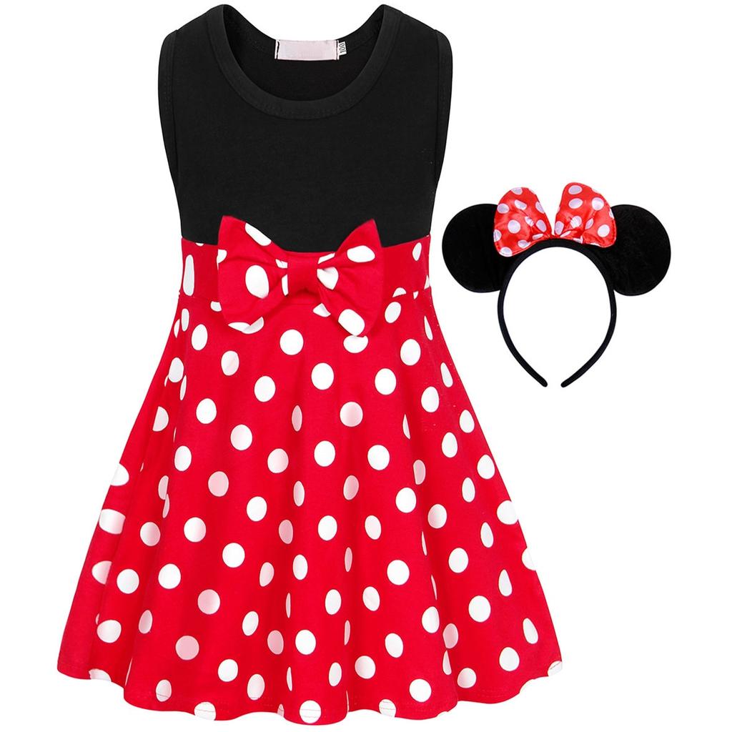Kids Minnie Mouse Polka Dot Sleeveless Dress Red 110cm 3-4 Years