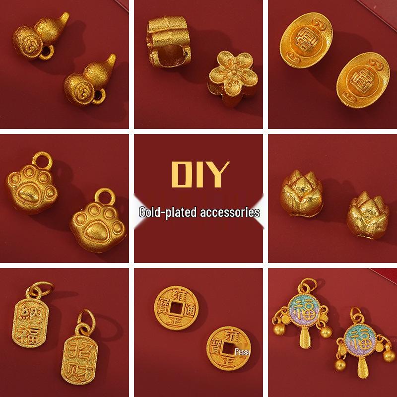 Year of the Horse Sand Gold Non-Fading Drip Oil Beaded DIY Bracelet and Jewelry Accessories.