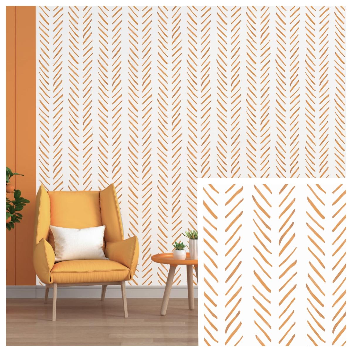 

Boho Terracotta/White Herringbone Peel and Stick Wallpaper Geometric Removable Self Adhesive Wallpaper for Bathroom Wall Decor 2mx45cm(78.7x17.7in)