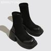 Plateau Klobige Damen High Boots Wildleder Mode High Heels Schuhe 2025 Trend Designer Goth Pumps Winter Motorrad Botas De Mujer