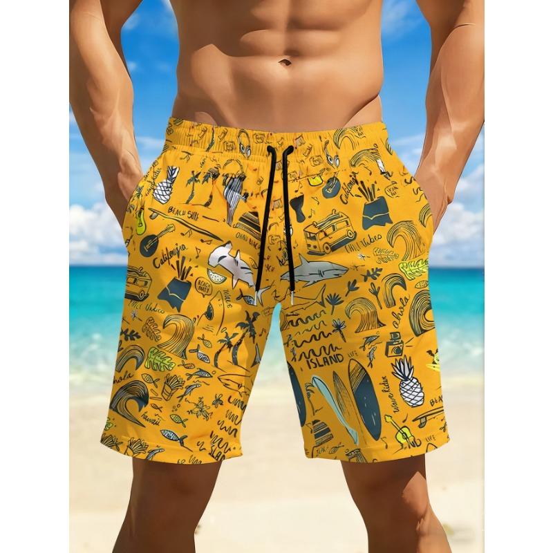 Men's Quick-drying Breathable Board Shorts In a Colorful Print with an Elasticated Waist,