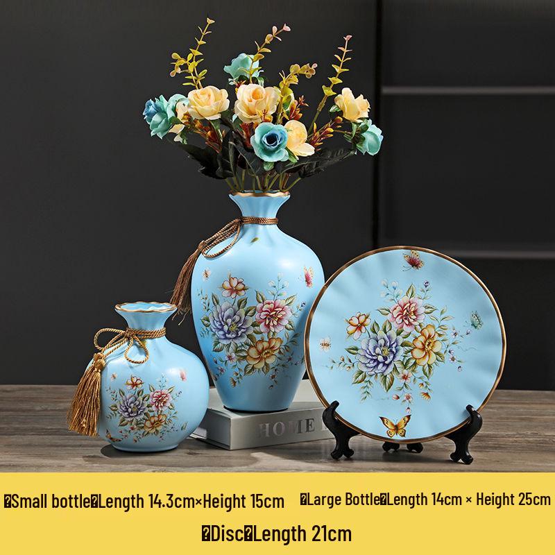 American-European Ceramic Vase Set: Elegant Three-Piece Home Decor for Living Room, Flower Arrangements, and Entryways