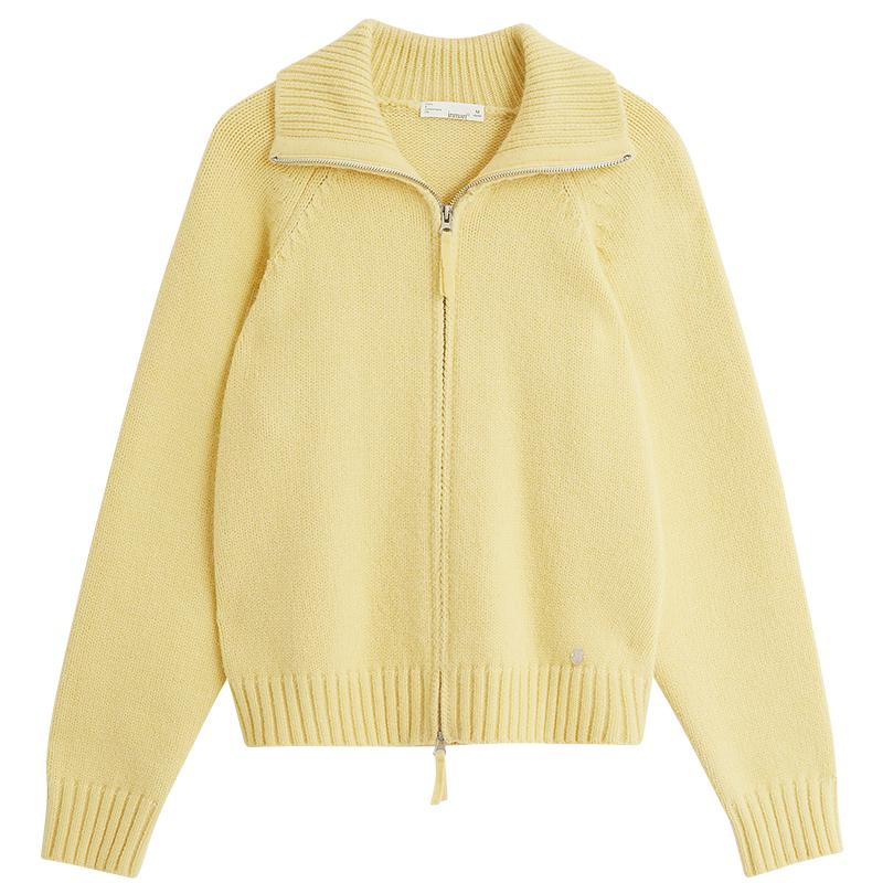 INMAN Women's Cashmere Blend Double-Zip Knit Cardigan