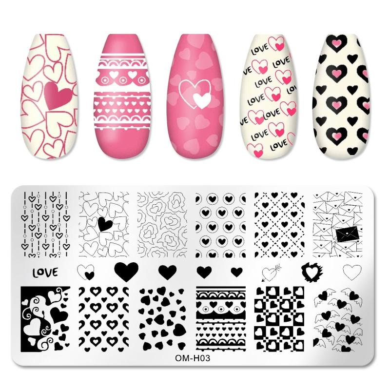 Nail Art Stamping Plates Reusable Nail Art Design Template Coconut Tree Love Heart Kiss Bows  Nail Art Stamp Template