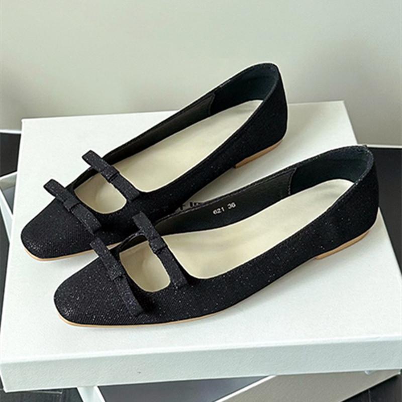 Fashion Comfortable Breathable Women's Loafers Elegant Pointed Toe Butterfly Knot Design Flats Autumn Low-heeled Casual Mary Jane Shoes