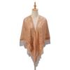 1116  Women Party Shawl Flower Embroidery Hollow Out Tassel See-through Solid Color Clothes Matching Cardigan Prom Scarf Lady