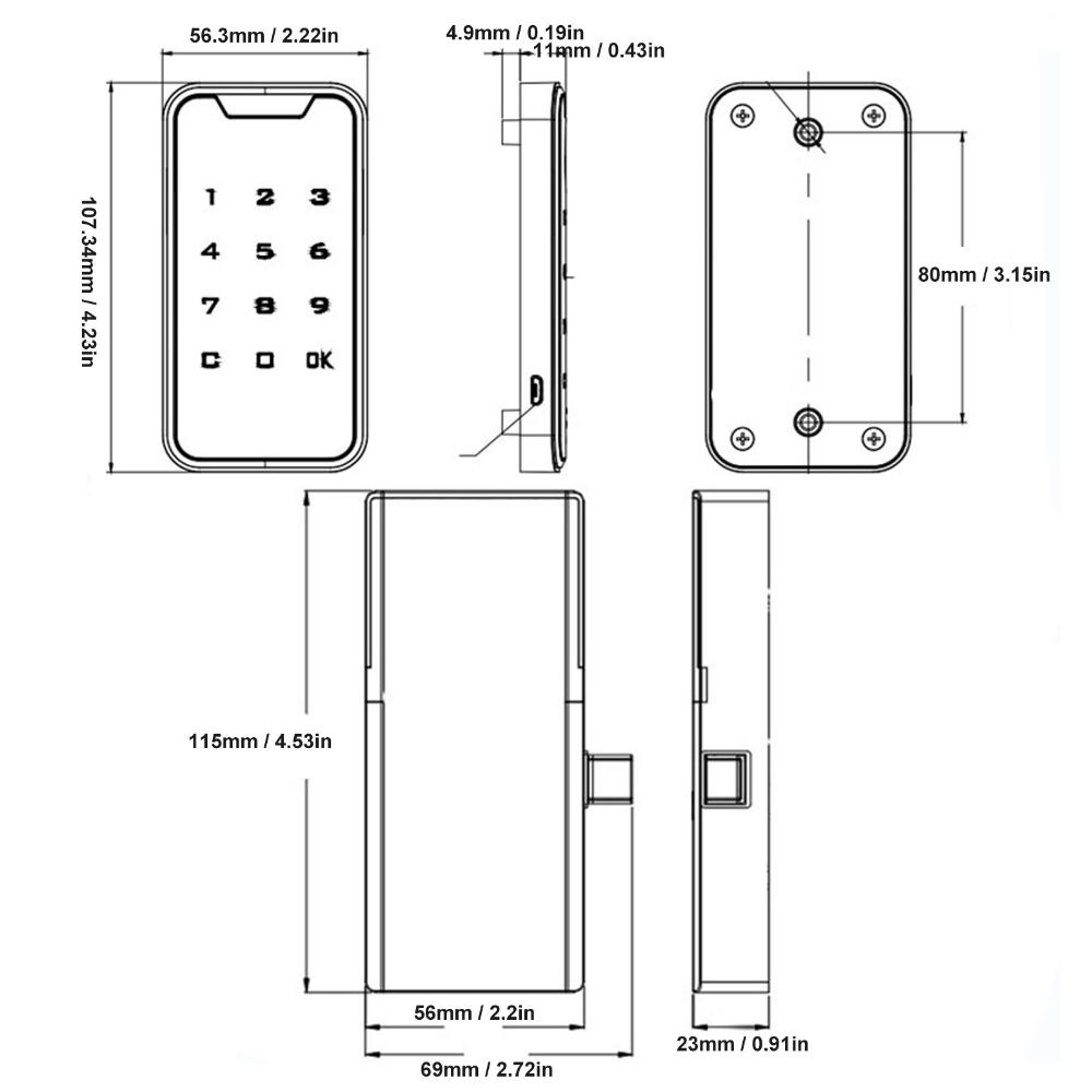 Bluetooth Smart Cabinet Lock APP Control Fingerprint Cabinet Lock Electronic Cabinet Lock Closet