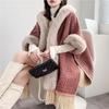Cardigan Poncho Female Wool Collar Wool Coat Medium Long Coat Cloak Women Winter Long Sleeve Casual Velvet Hooded Cape Female
