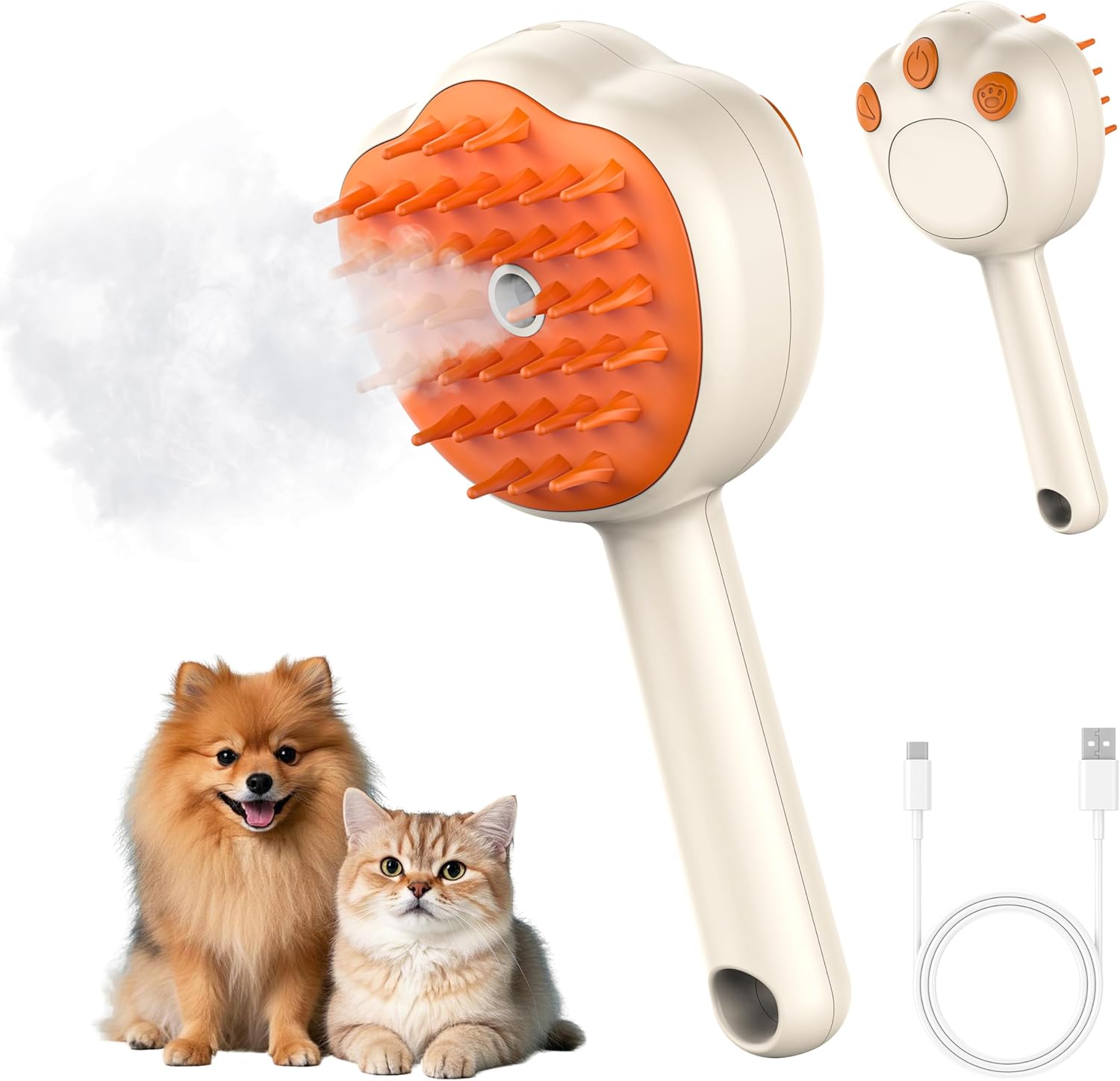

Steam Cat Brush, Steam Skin-friendly Hair Removal Grooming Tool for Hair Removal and Hairy Pets жёлтый