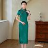 New Chinese silk cheongsam 1011 new summer daily improvement national style young mulberry silk cheongsam dress