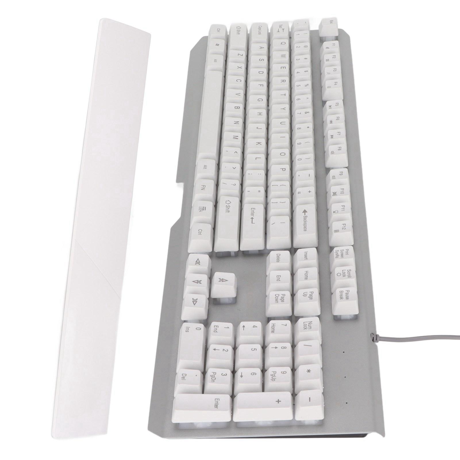 

RGB Wired Keyboard with Wrist Rest 104 Keys Clear Characters Good Resilience Mechanical Feel Keyboard for Gaming