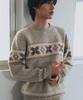 NODU Snow Nordic Snowflake Round Knit [Beige]