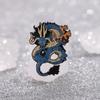 Creative Azure Dragon Brooch: Retro Styling Metal Pin for Clothes, Bags, and Apparel Jewelry.
