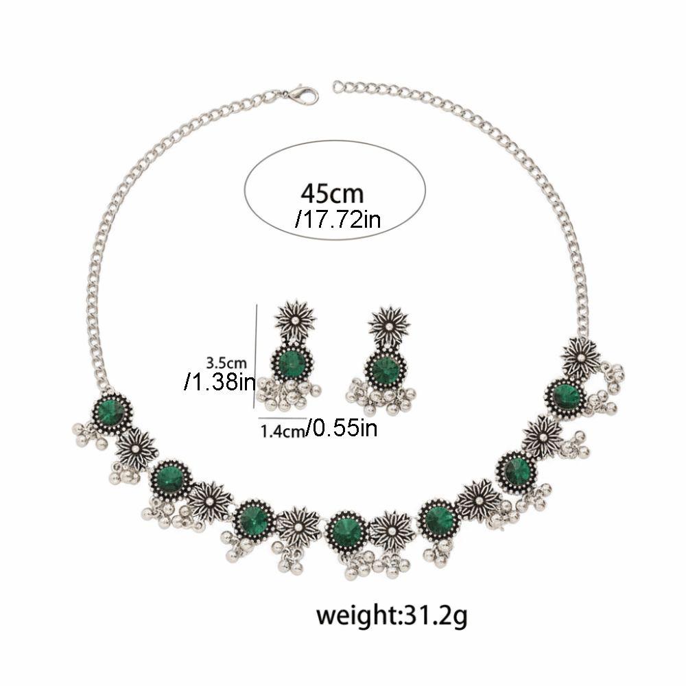 Rhinestone Necklace Earrings Set Pendant Women Jewelry Set Elegant Tassel Jewelry Set  Wedding