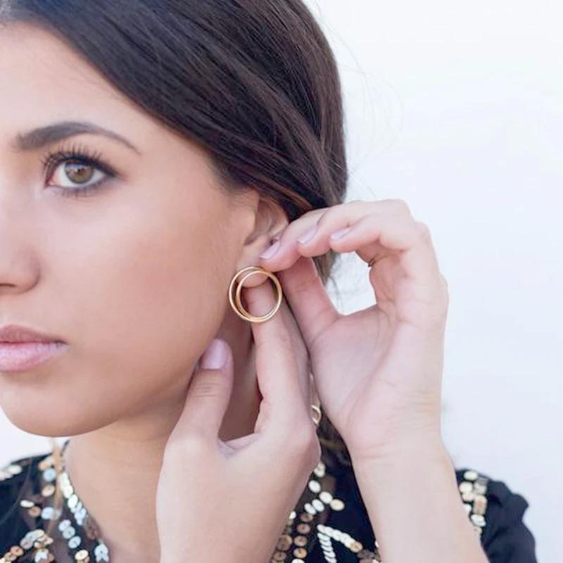 Circle Stud Earrings Delicate Small Circle Stud Earrings for Women Gold Color Minimalist Korean Party Summer Fashion Jewelry Accessories