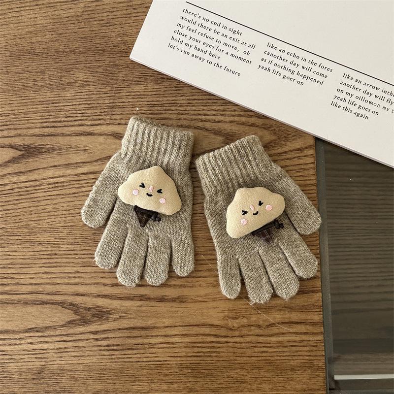 Autumn & Winter Cartoon Fingerless Knit Gloves for Boys & Girls - Warm Lamb Protection.