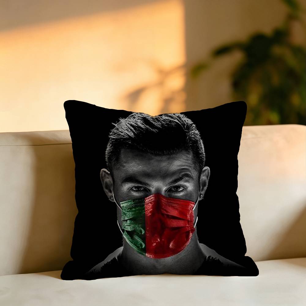 Football Star Ronaldo Square DoubleSided printed Pillow Case Bedroom Bedside Pillow Sofa Cushion Cover