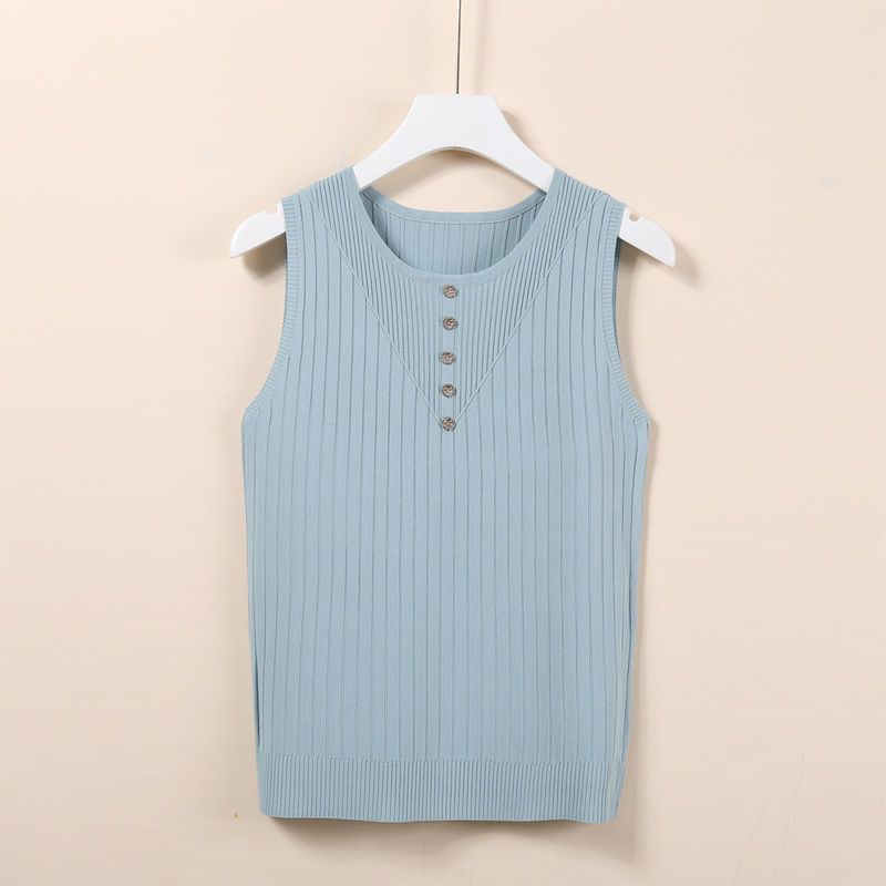 Women's Ice Silk Camisole Short Summer Versatile Sleeveless Knit Lining Top Thin Ins Style
