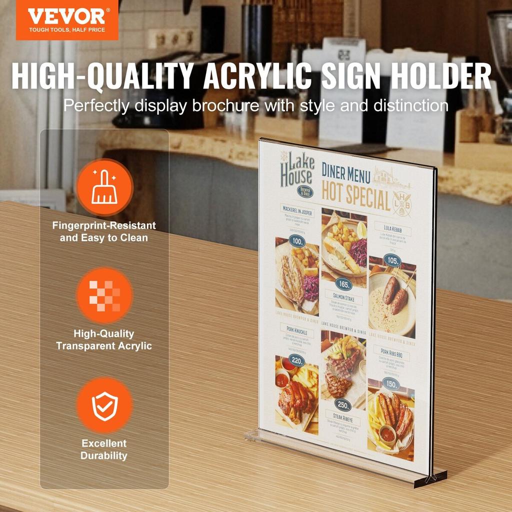 Acrylic Sign Holder 6 Pack 8.5 x 11-inch Double Sided Display Sign Stand